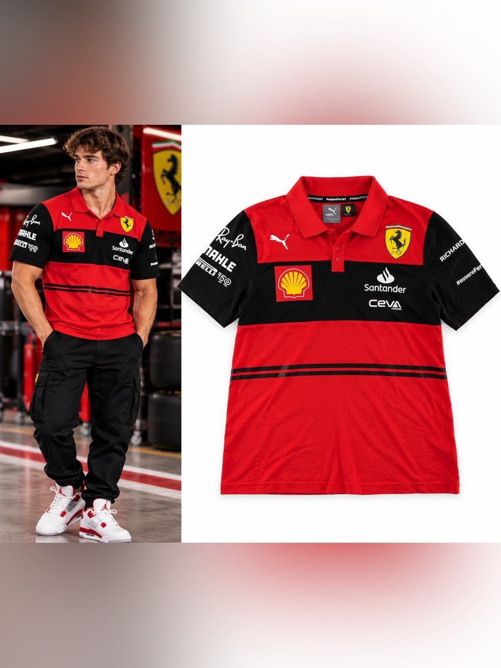 PUMA Scuderia Ferrari 2022 F1 Team Polo Men’s S Red Black Sponsor MotorSport